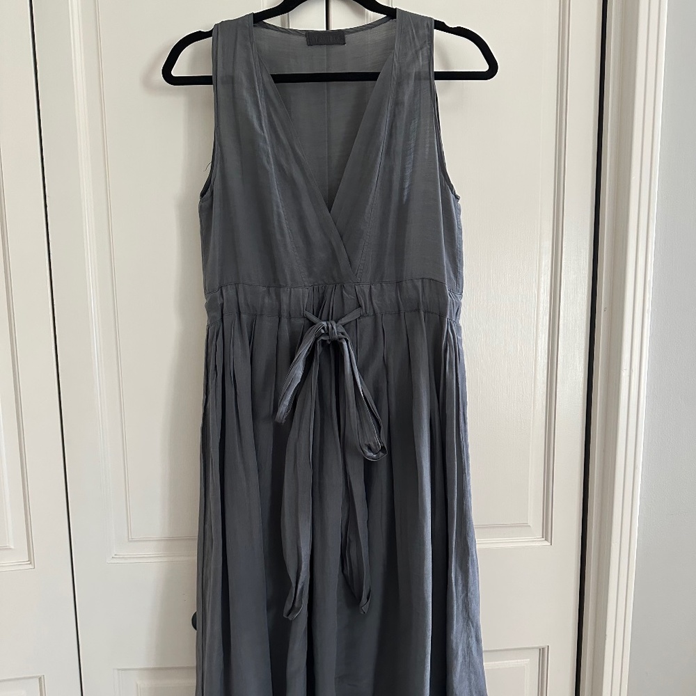 CP Shades Cotton & Silk Midi Dress (Gray)